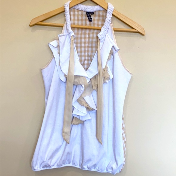 ANTHROPOLOGIE ONE SEPTEMBER Gingham Ruffle Tops M - Picture 7 of 10